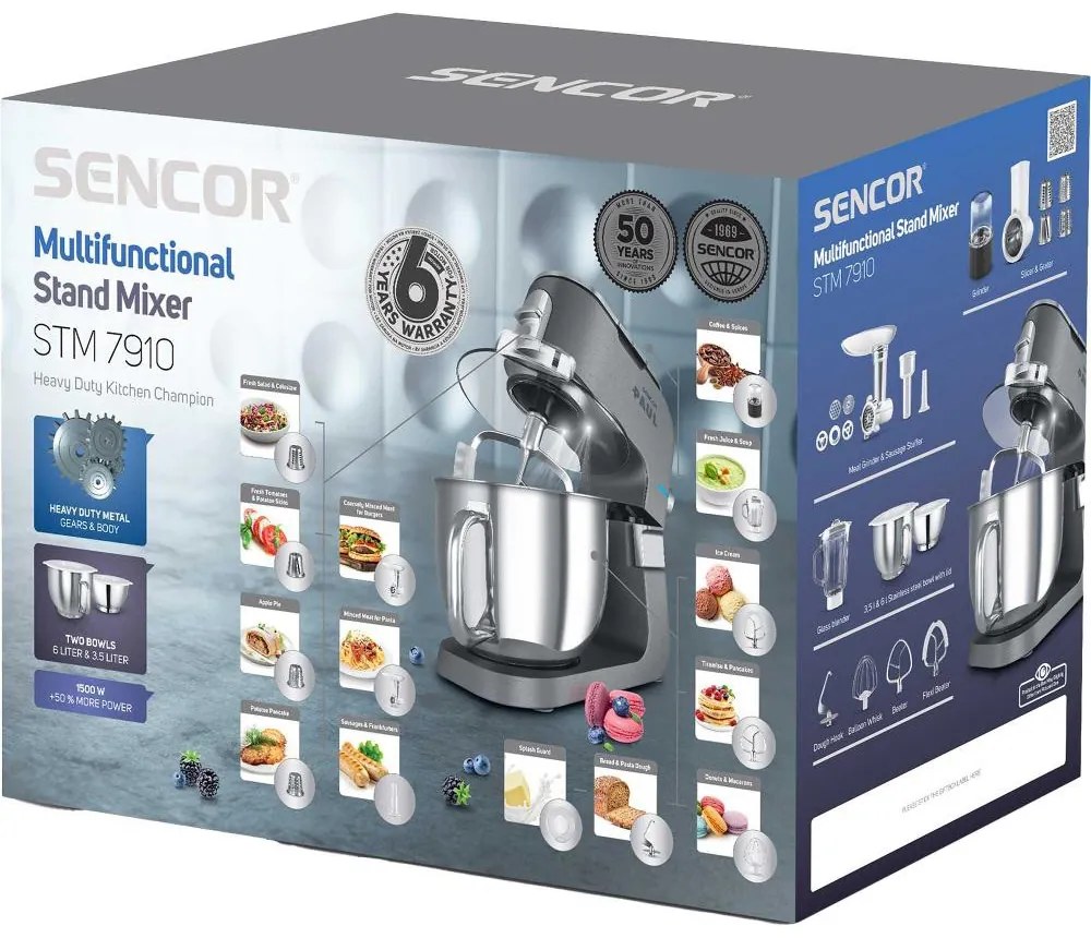 Κουζινομηχανή 6 Ταχυτήτων 7 in 1 6lt 1500W Sencor STM 7910 PAUL Γκρι