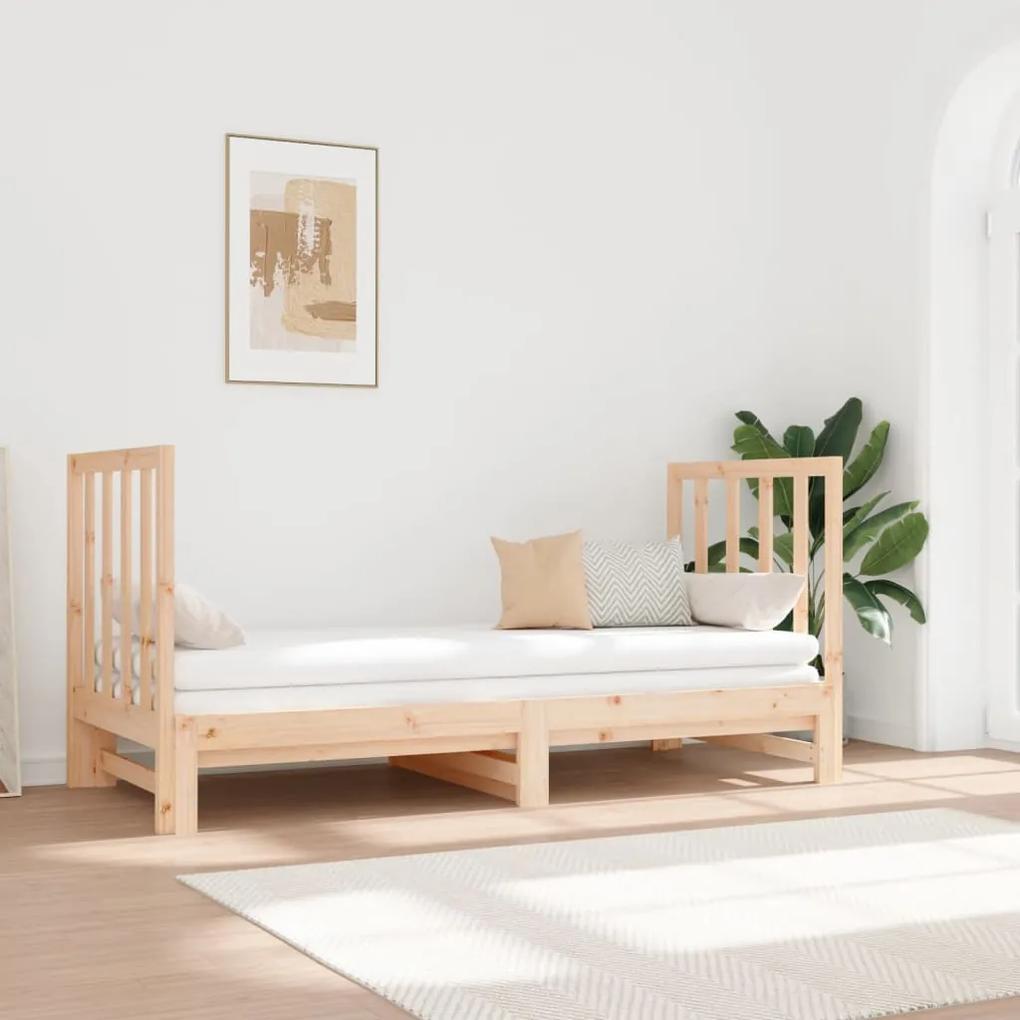 Καναπές Κρεβάτι Συρόμενος 2x(90x190) εκ. Μασίφ Ξύλο Πεύκου