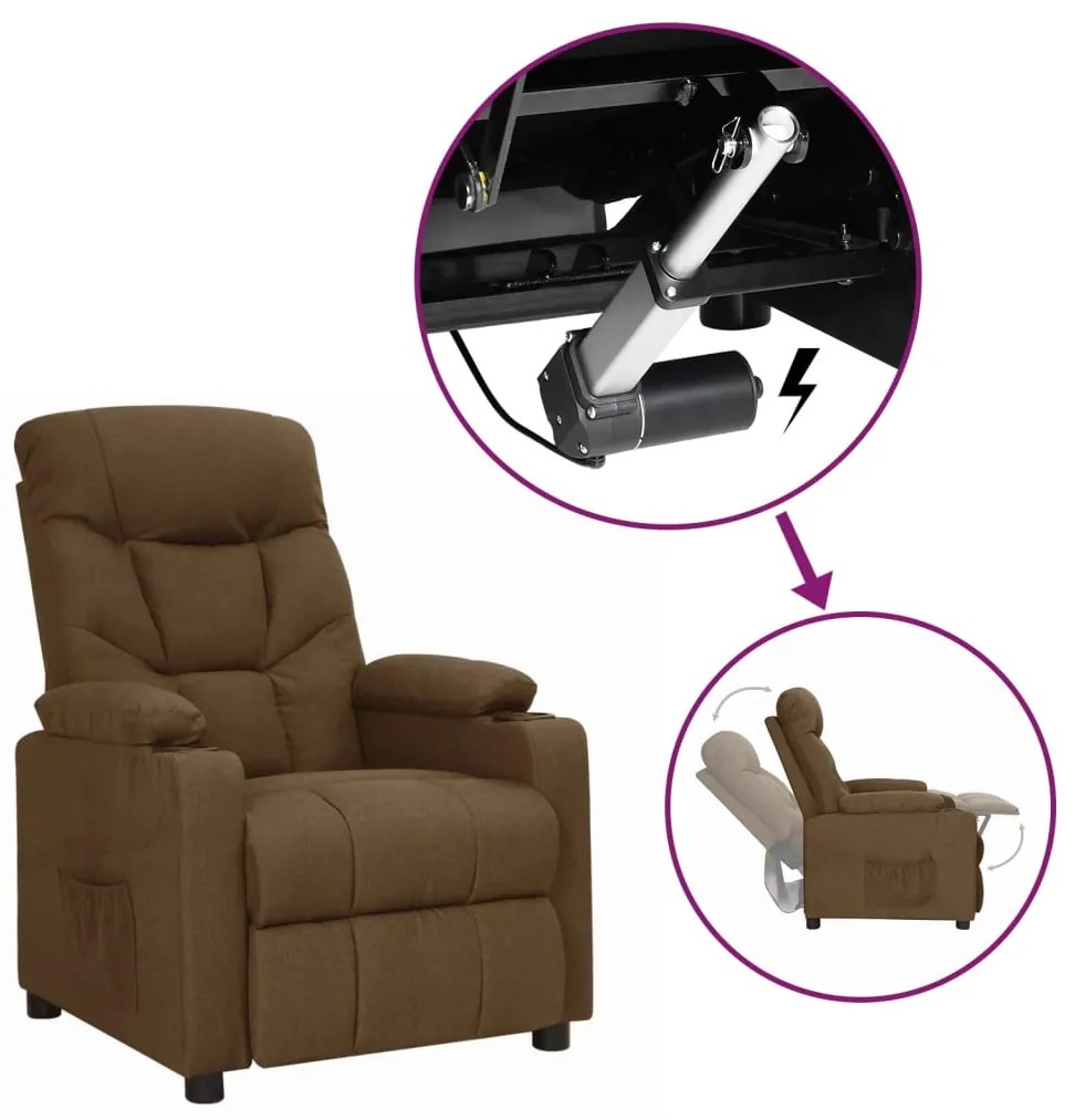 vidaXL Πολυθρόνα με Ανύψωση Καφέ Υφασμάτινη