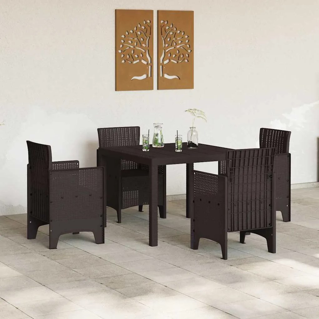 vidaXL Σέτ φαγητού για κήπο 5 pcs Καφέ Rattan Polt