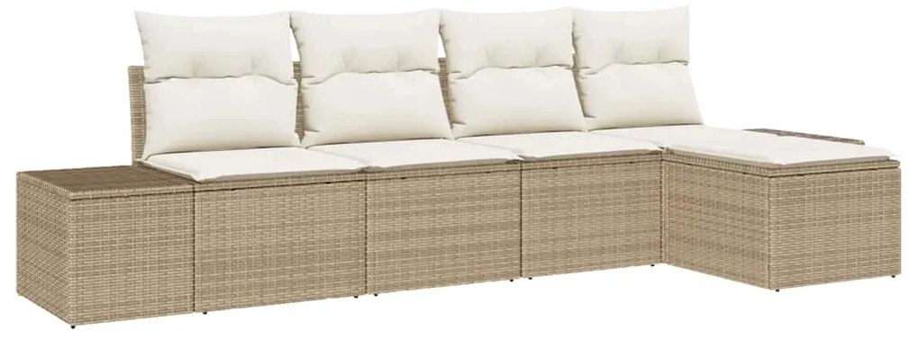 vidaXL Σετ Καναπέ Κήπου με μαξιλάρι 5 pcs Μπεζ συνθετικό ρατάν