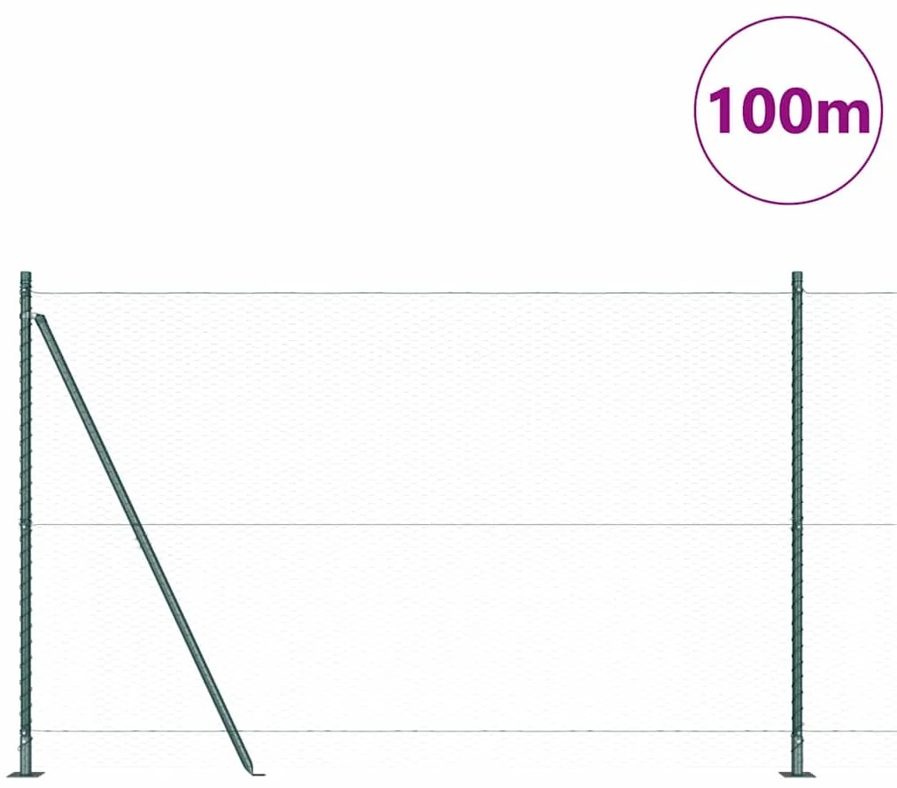 vidaXL Εξαγωνικός Φράκτης Πράσινος 1.4x100 m Ατσάλι