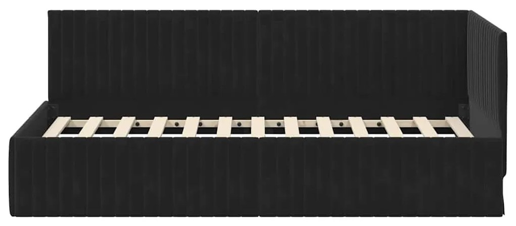 vidaXL Κρεβάτι Γωνίας με κεφαλάρι Μαύρο 90 x 190 cm Βελούδο
