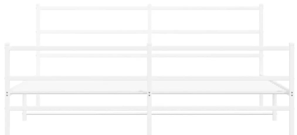 Πλαίσιο Κρεβατιού με Κεφαλάρι/Ποδαρικό Λευκό 183x213εκ. Μέταλλο - Λευκό