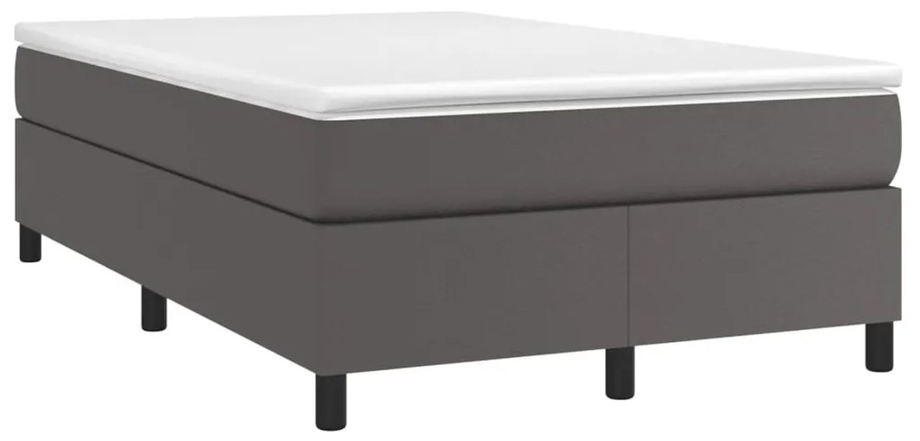 vidaXL Κρεβάτι Boxspring με Στρώμα Γκρι 120x190εκ. από Συνθετικό Δέρμα