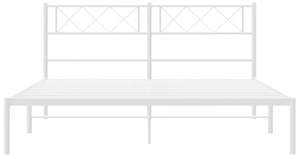 Πλαίσιο Κρεβατιού με Κεφαλάρι Λευκό 120x190 εκ. Μεταλλικό - Λευκό