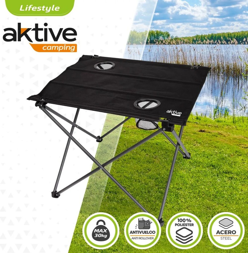 Πτυσσομενο τραπεζακι Aktive Μαύρο Υφασμάτινο 61 x 51 x 50 cm (4 Μονάδες)