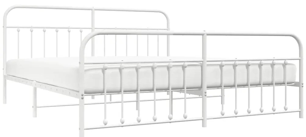 vidaXL Πλαίσιο Κρεβατιού με Κεφαλάρι&Ποδαρικό Λευκό 193x203εκ. Μέταλλο