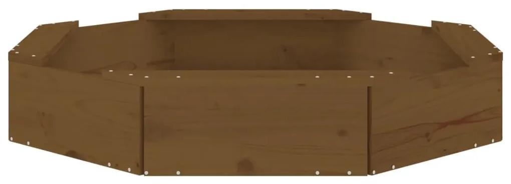 Αμμοδόχος με Καθίσματα Μελί Οκτάγωνη από Μασίφ Ξύλο Πεύκου - Καφέ
