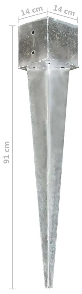 vidaXL Στηρίγματα Εδάφους 6 τεμ. Ασημί 14x14x91 εκ. Γαλβανισμ. Ατσάλι