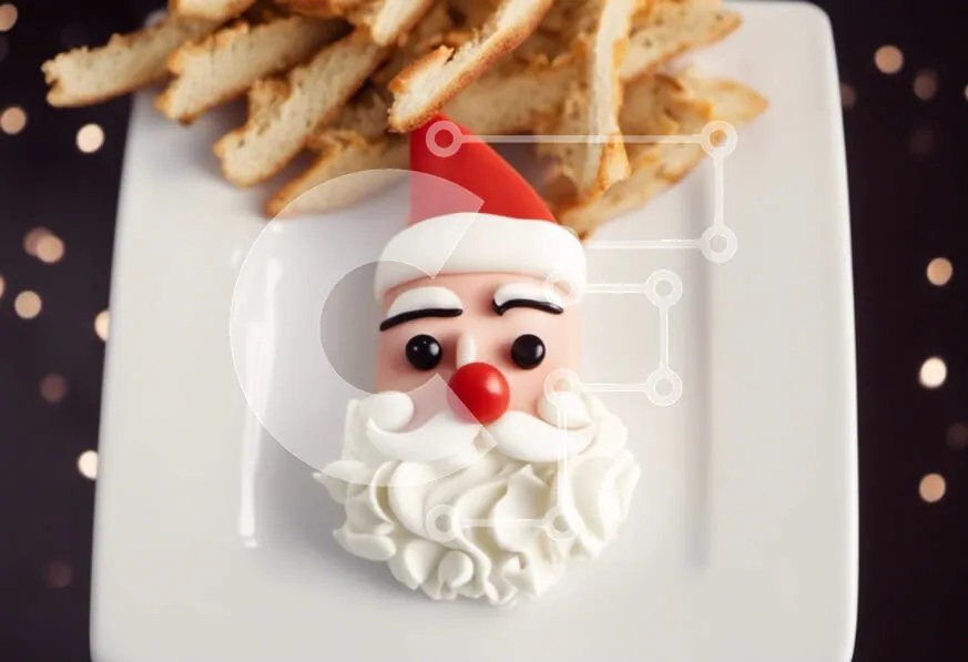 Σετ των 2 Intra Συλλεκτικό Ξύλινο Παζλ Plywood 4mm - Cheesecake σε σχήμα Άγιου Βασίλη σε λευκό πιάτο Σε Ξύλινο Κουτί - Διαστάσεις: 10x10 cm – 25 κομμάτια