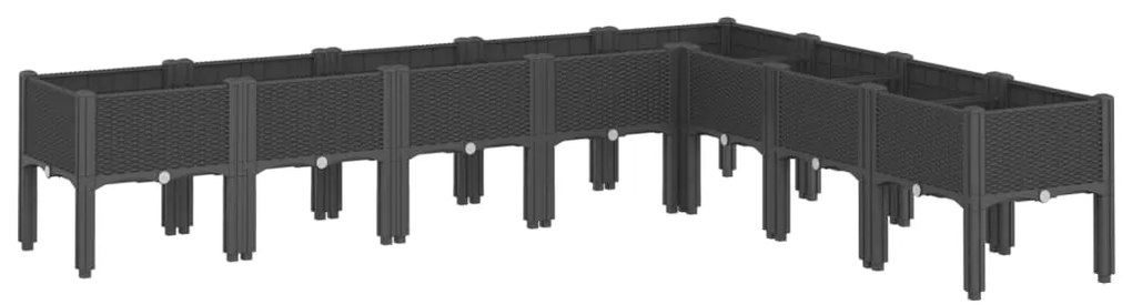 vidaXL Ζαρντινιέρα Κήπου με Πόδια Μαύρη 200x160x42 εκ. Πολυπροπυλένιο