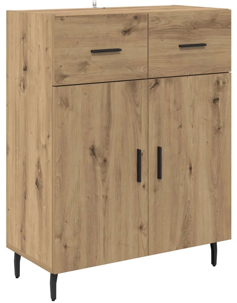 vidaXL Highboard με συρτάρι 2 pcs Artisan Oak Σύνθετο Ξύλο και Γυαλί