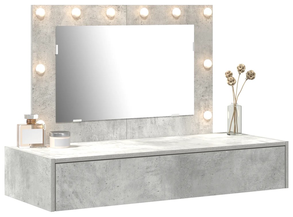 vidaXL Επιτοίχιο Dressing Table με LED Φώτα σε Concrete Grey