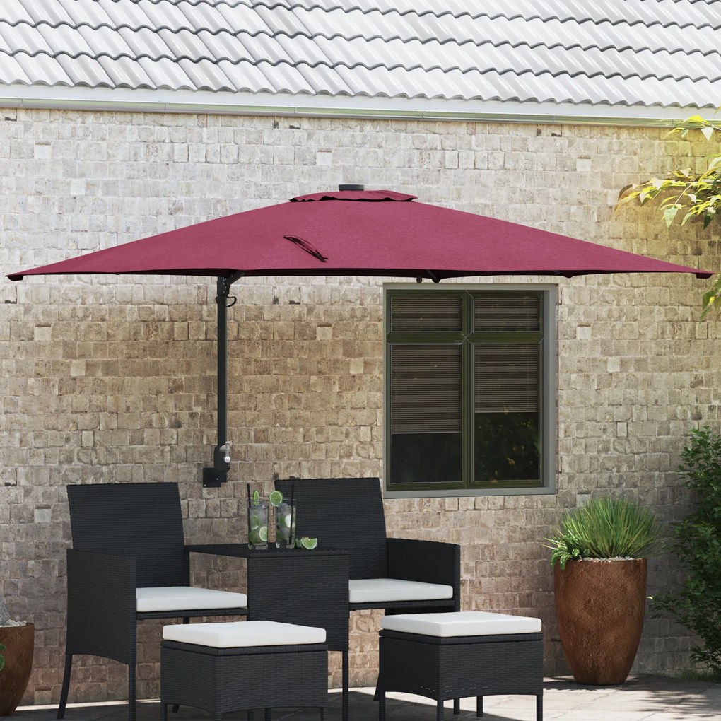 vidaXL Ομπρέλα Κήπου Μπορντό 248.5 x 247.5 x 160 εκ. ύφασμα