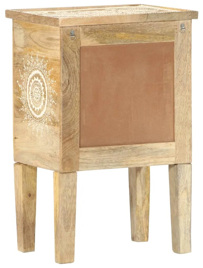 vidaXL Κομοδίνο με Χειροπ. Λεπτομέρειες 40x30x60 εκ. Μασίφ Ξύλο Μάνγκο