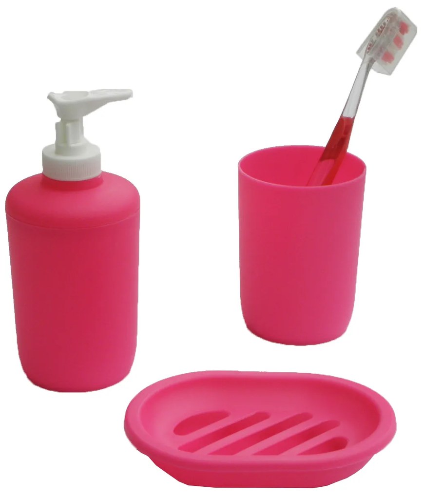 Σετ 3 Τεμ Αξεσουάρ Μπάνιου Φούξια Viopros