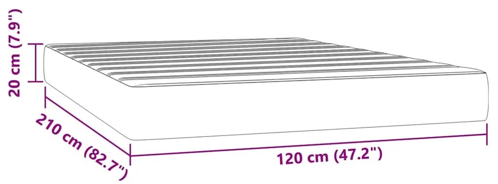 vidaXL Στρώμα με Pocket Springs Σκούρο Γκρι 120x210x20 εκ. Βελούδινο