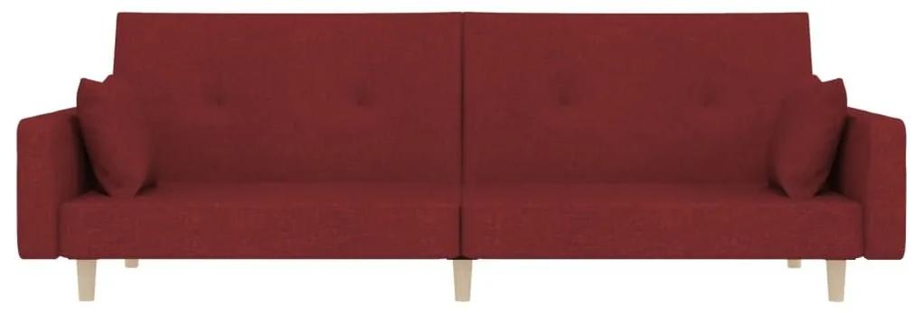 Καναπές Κρεβάτι Διθέσιος Μπορντό Υφασμάτινος με Δύο Μαξιλάρια - Κόκκινο