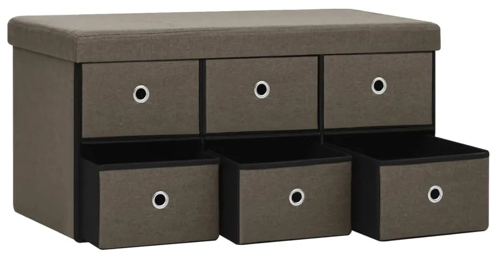 vidaXL Πτυσσόμενος Πάγκος Αποθήκευσης Καφέ 76x38x38 εκ. Συνθετικό Λινό