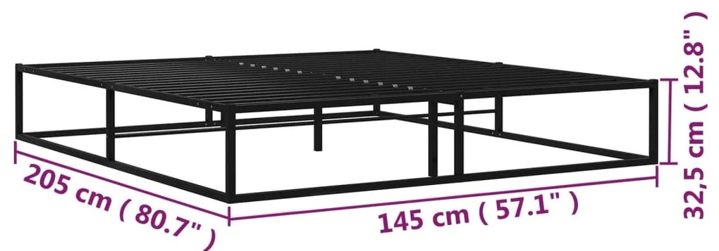 vidaXL Πλαίσιο Κρεβατιού Μαύρο 140 x 200 εκ. Μεταλλικό