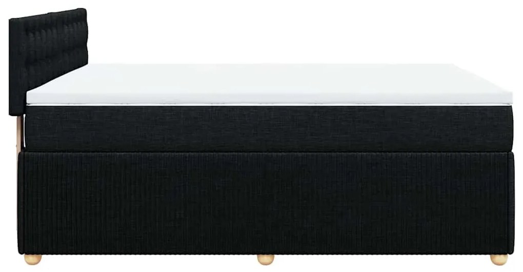 vidaXL Κρεβάτι Boxspring με Στρώμα Μαύρο 140x190 εκ. Υφασμάτινο