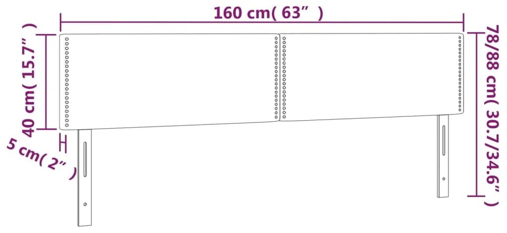 vidaXL Κεφαλάρι Κρεβατιού LED Μαύρο 160x5x78/88 εκ. Υφασμάτινο