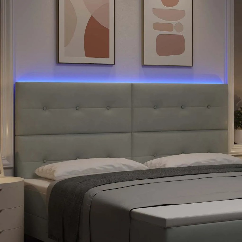 vidaXL Κεφαλάρι με φώτα λωρίδας LED Ανοιχτό γκρι 100 cm Βελούδο