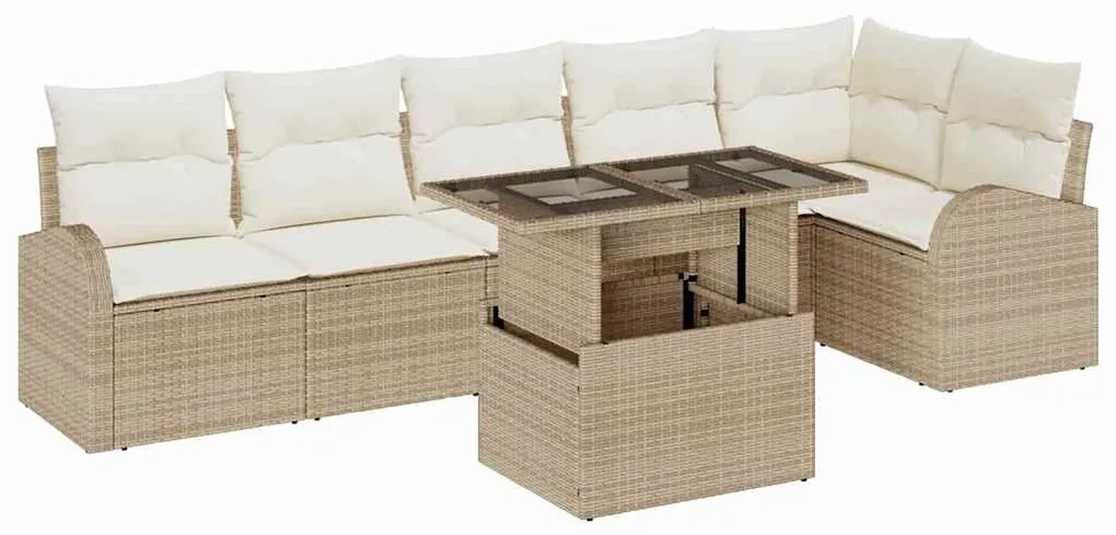 vidaXL Σετ Καναπέ Κήπου 7 pcs Μπεζ 100 x 55 x 73 εκ Πολυ ράταν