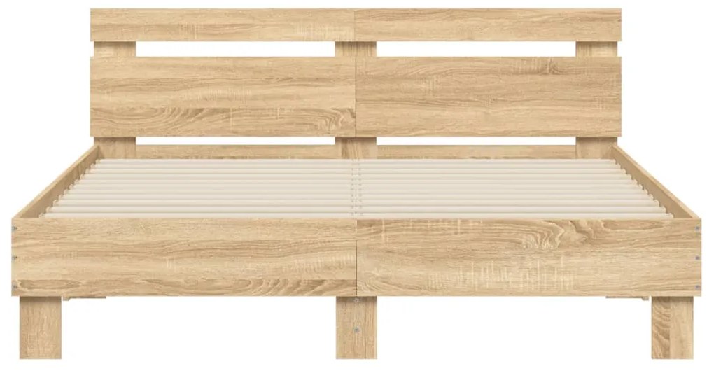 vidaXL Πλαίσιο Κρεβατιού με Κεφαλάρι/LED Sonoma δρυς 140x200 εκ.