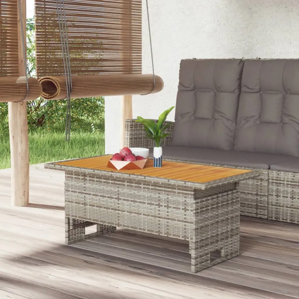 vidaXL Τραπέζι Κήπου Γκρι 100x50x43/63 εκ. Μασίφ Ακακία &amp; Συνθ. Ρατάν