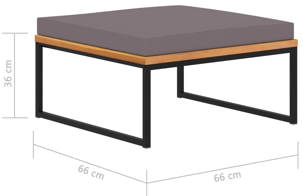 vidaXL Υποπόδιο Σκούρο Γκρι 66x66x36εκ. Μασίφ Ξύλο Ακακίας με Μαξιλάρι