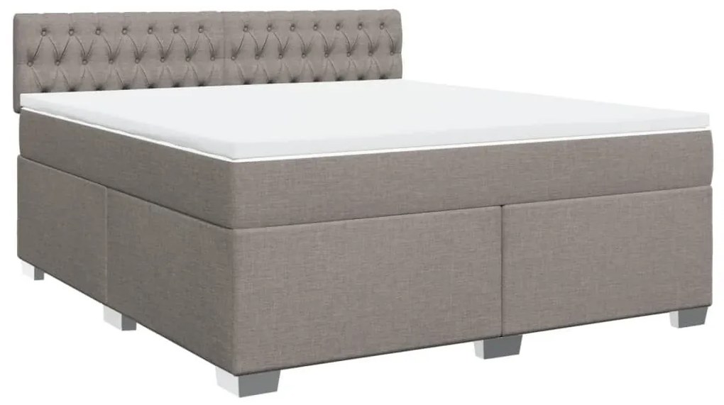 Κρεβάτι Boxspring με Στρώμα Taupe 180x200 εκ. Υφασμάτινο - Μπεζ-Γκρι