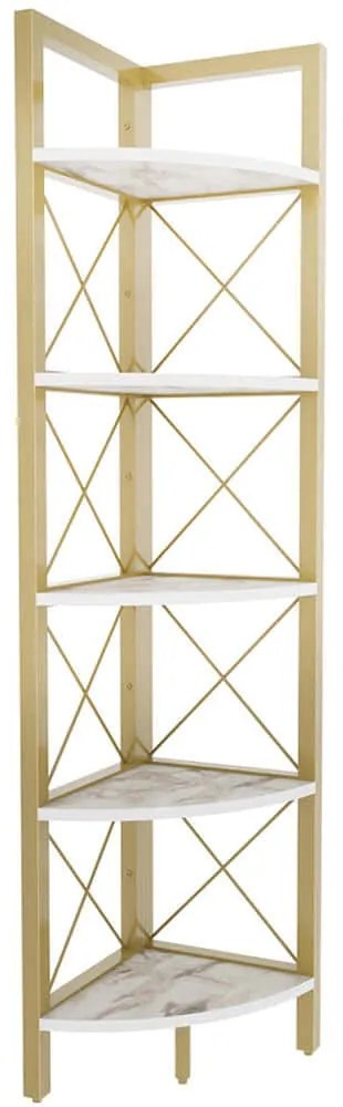 Ραφιέρα Δαπέδου Γωνιακή Remo 322RTC1108 30,5x33x160cm Marble Effect White-Gold