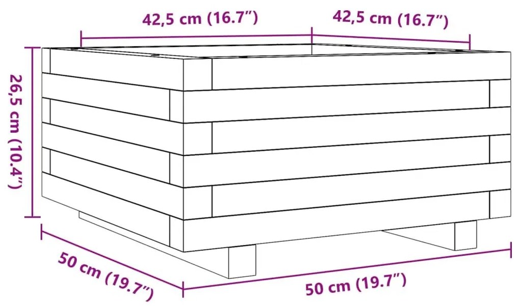 Ζαρντινιέρα Καφέ Κεριού 50x50x26,5 εκ. από Μασίφ Ξύλο Πεύκου - Καφέ