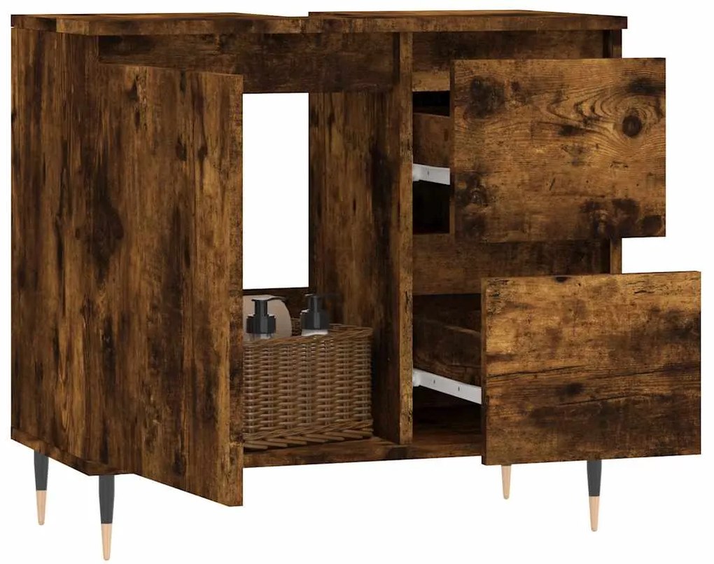 vidaXL Ντουλάπι Μπάνιου Καπνιστή Δρυς 65x33x60 εκ. Επεξεργασμένο Ξύλο