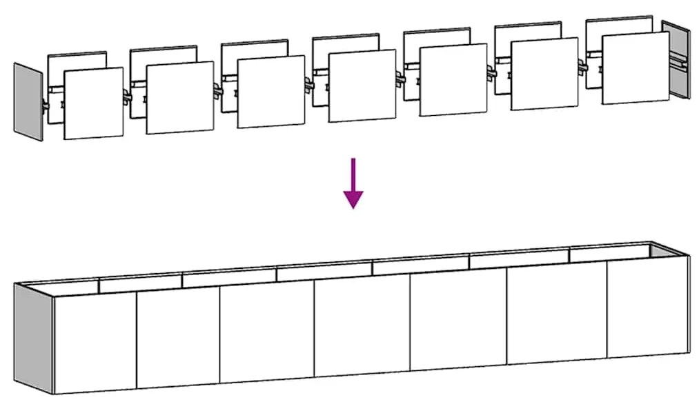 Ζαρντινιέρα 280x40x40 εκ. από Ανοξείδωτο Ατσάλι - Ασήμι
