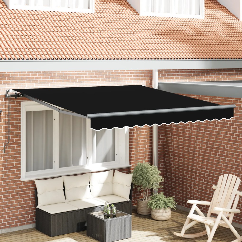 vidaXL Χειροκίνητη Ανακλινόμενη Τέντα Μαύρη 350x250 εκ