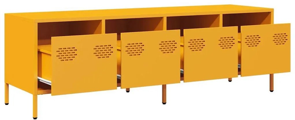 Έπιπλο Τηλεόρασης Μουσταρδί 135x39x43,5 εκ Ατσάλι Ψυχρής Έλασης - Κίτρινο