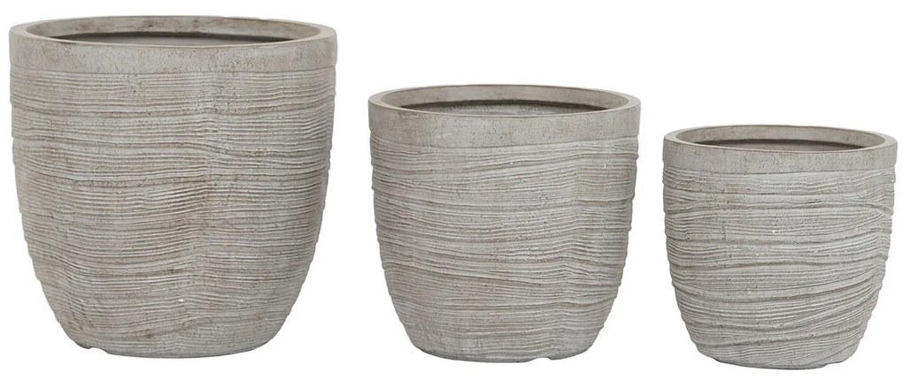Σετ ζαρντινιέρων Home ESPRIT Μπεζ Fiberglass Μαγνήσιο 45 x 45 x 43 cm (3 Μονάδες)