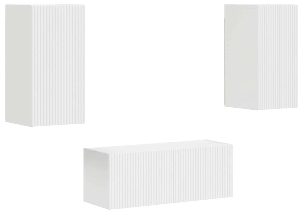 vidaXL Σετ επίπλου τηλεόρασης Επιτοίχιο 2 pcs Λευκό Επεξεργασμένο ξύλο