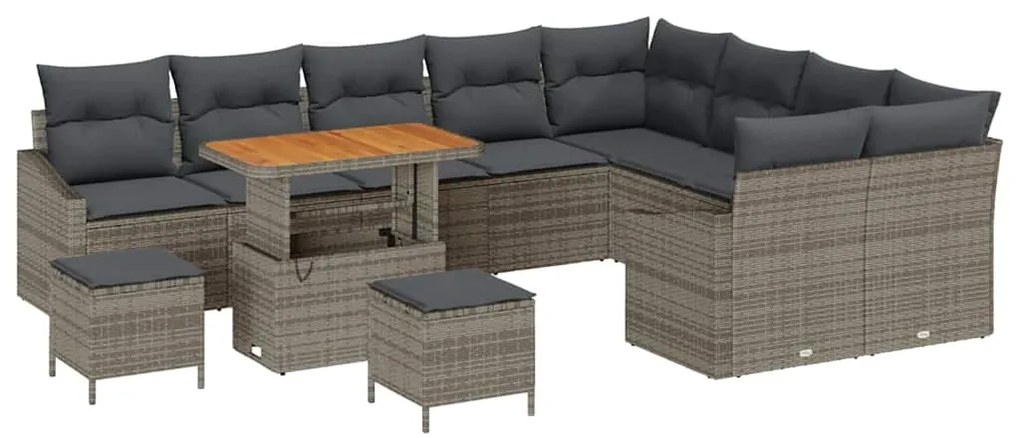 vidaXL Σετ Καναπέ Κήπου με μαξιλάρι 12 pcs Γκρι 90 x 55 x 71 cm