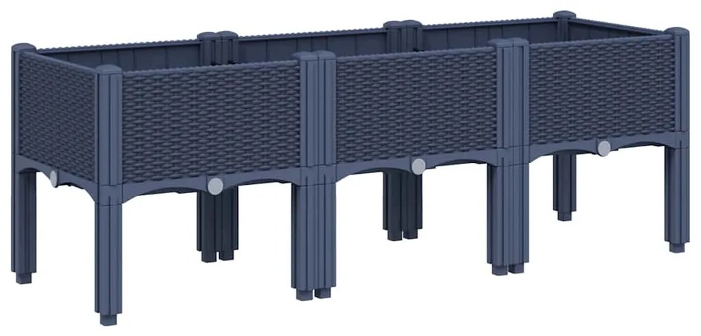 vidaXL Ζαρντινιέρα Κήπου με Πόδια Μπλε Γκρι 120x40x42 εκ. Πολυπροπυλένιο