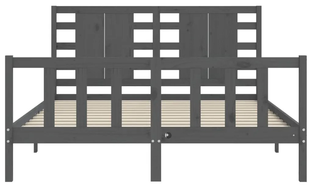 vidaXL Πλαίσιο Κρεβατιού με Κεφαλάρι Γκρι Μασίφ Ξύλο King Size