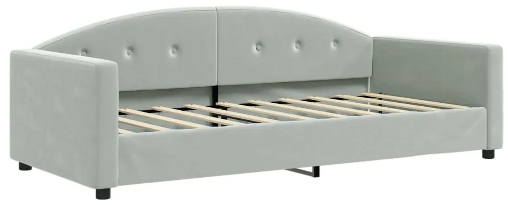 vidaXL Καναπές Κρεβάτι με Στρώμα Ανοιχτό Γκρι 90x190 εκ. Βελούδινος