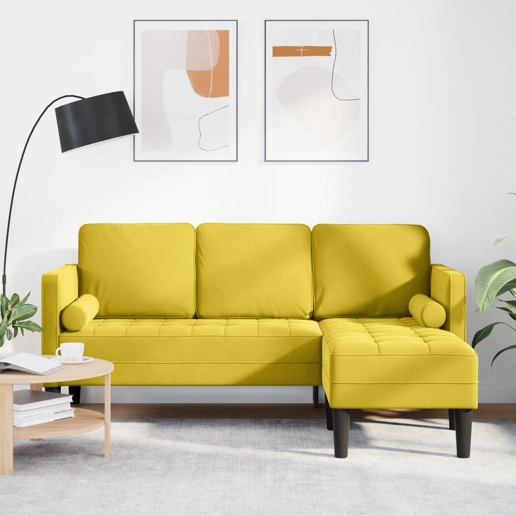 vidaXL Γωνιακός Καναπές Κίτρινος 173x131x67 εκ. Βελούδο