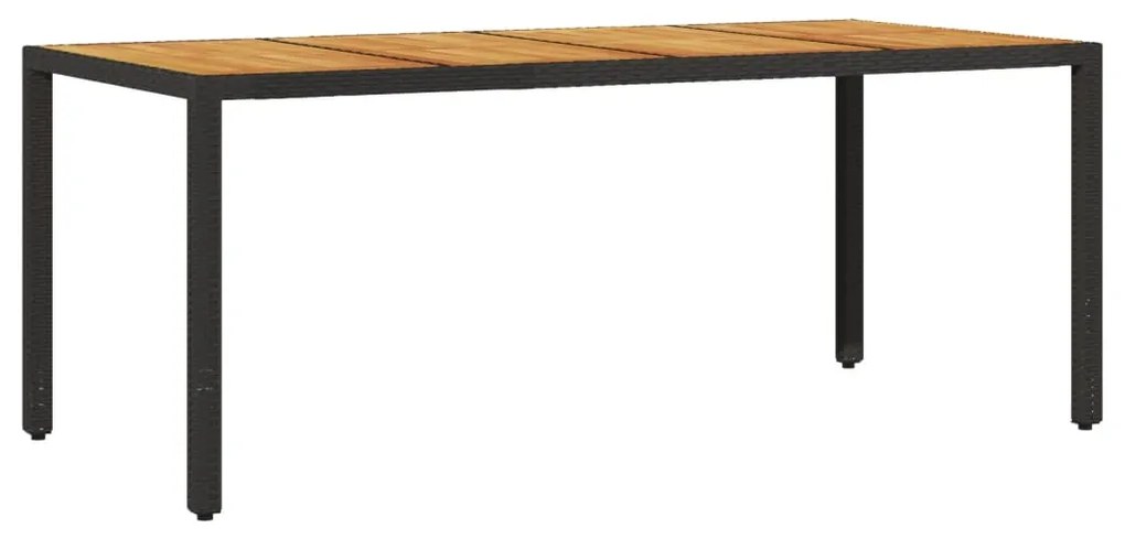 vidaXL Τραπέζι Κήπου Επιφάνεια Ακακίας Μαύρο 190x90x75 εκ Συνθ Ρατάν