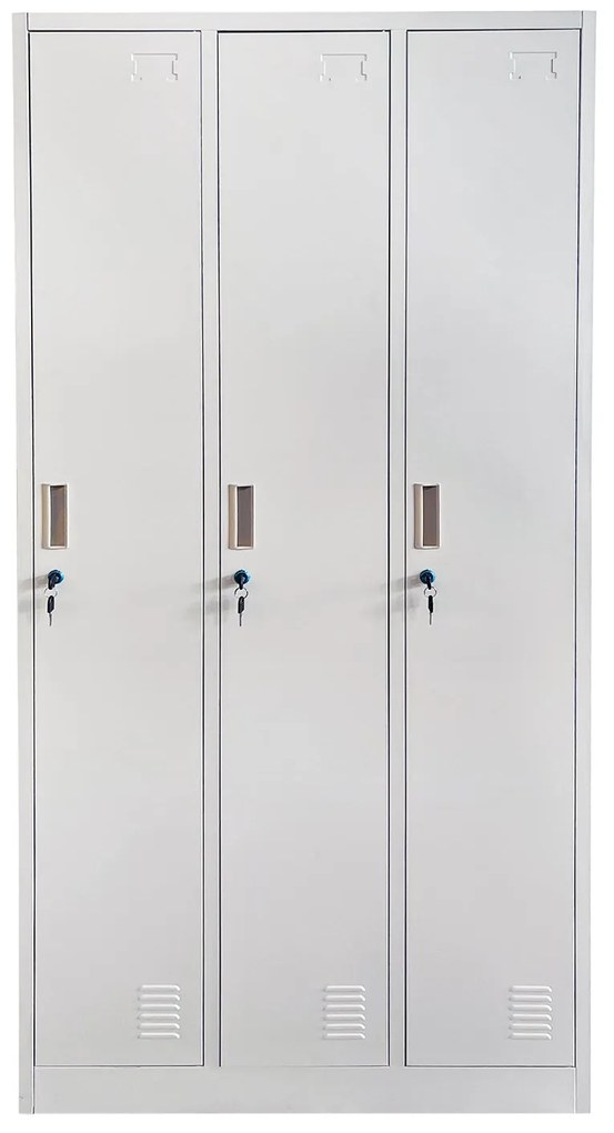 Ντουλάπα Τρίφυλλη EARWEN Ανοιχτό Γκρι Μέταλλο 90x45x185cm