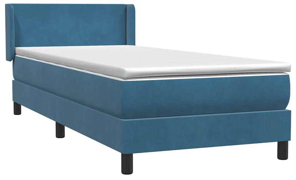 vidaXL Κρεβάτι Boxspring με Στρώμα Σκούρο Μπλε 80x220 εκ. Βελούδινο