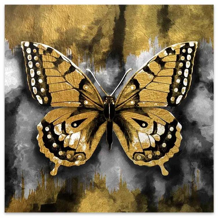 Πίνακας σε καμβά "Golden Butterfly" Megapap ψηφιακής εκτύπωσης 60x60x3εκ. - 0206090